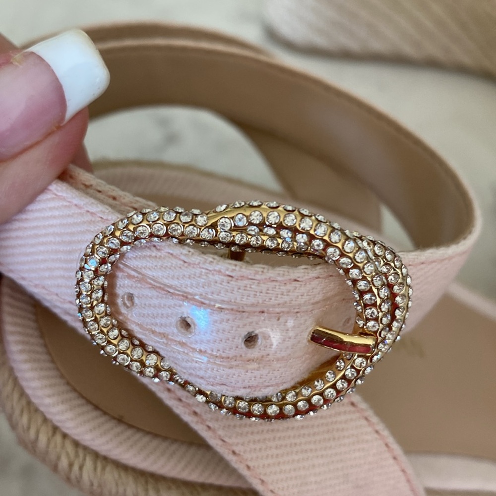 Stuart Weizmann espadrille wedge light pink size 10 - Picture 6 of 9